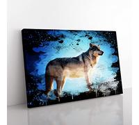 Wolf Modern CB Canvas Wall Art Print Ready to Hang, Framed Picture for Living Room Bedroom Home Office Décor, 50x35 cm (20x14 Inch)