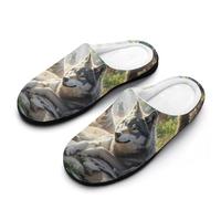 Wolf Mom Wolves Cub Mens Winter Warm Slippers Rubber Sole Comfortable Cotton House Shoes For Daily Wear 13-14(46-47)