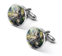 Wolf Mom Wolves Cub Shirt Cufflinks for Men Cuff Links Tie Father Husband Wedding Business 2.0cm