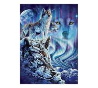 Wolf Moon Aurora 1000 Piece Mini Jigsaw Puzzle For Adults Gift Idea | 52x38cm Cardboard Puzzle Lovers Family Bonding Puzzle Assembly Birthday Gift Home Decor