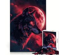 Wolf Moon Clouds Red Eyes 1000 Piece Jigsaws for Adults Recall Power Light Enjoyment Precise Edges Meaningful Gift (50x75cm)