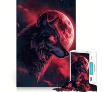 Wolf Moon Clouds Red Eyes 1000 Piece Teenager Puzzles Cognitive Boost Fun Tight Lock No Loose Pieces Engaging Way to Pass Free Hours (38x52cm)