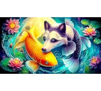Wolf-Moon-Flower-Fantasy Jigsaw Puzzles for Adults: 1000-Piece Recycled Cardboard Decoration 38x52cm/1000pcs