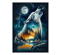 Wolf Moon Forest 1000 Piece Mini Jigsaw Puzzle For Adults Challenge Game