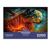 Wolf Moon Forest 1000 Pieces Jigsaw Puzzle Set Mythic Canine Spirit Jigsaw Puzzle Premium Cardstock Senior Enthusiasts Concentration Training Housewarming Gift Indoor Leisure 38x26cm/1000pcs