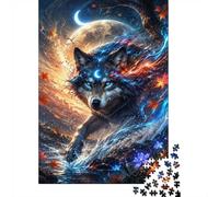 Wolf Moon Leaf Jigsaw Puzzle, 1000 Pcs Indoor Adult Game | 38x26cm Cardboard, Brain Workout, Accurate Cutting, Birthday Gift, Living Room Accent