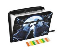 Wolf Moon Lightning Expanding File Folder A4,13 Pockets File Organiser, Paperwork A4 Plastic Wallet Document Storage Expander for School,Office and Home
