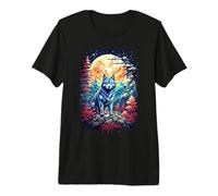 Wolf Moon Mountains Geometric Premium T-Shirt
