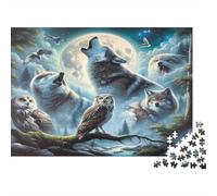 Wolf Moon Night 1000 Piece for Adults & Kids: Wolves Howling at Moon with Owl Fun Present & Activity for Home & Wall Decor 38x26cm/1000pcs