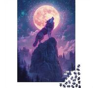 Wolf Moon Night-2_2 Puzzle 1000 Pieces for Adults, Animal Theme Puzzle, Gift for Family Nights, 38x26cm/1000pcs