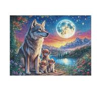 Wolf Moon Night Forest 500 Piece Jigsaw Puzzle for All Ages Birthday Party Activity Group Fun High Resolution Print Home Decor Entertainment 500 PCS