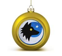 Wolf Moon Totem Christmas Ball Ornaments - Shatterproof Plastic Vintage Rustic Xmas Tree Decorations Pendant for Family Holiday Wedding Party Xmas Hanging Decoration