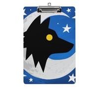 Wolf Moon Totem Clipboard 8.5×12.5 Inch Acrylic Clip Board with Metal Clip A4 Letter Size Decorative Clipboard Cute Hanging Clipboards for Office, Teacher, Nurse, Doctor,