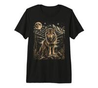 Wolf Moon Wilderness Mountain Wildlife Art Premium T-Shirt