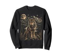 Wolf Moon Wilderness Mountain Wildlife Art Sweatshirt