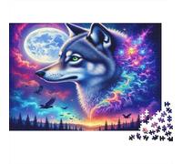Wolf Moonlight 1000 Piece Jigsaw Puzzle for Adults Paper Puzzle Game Night View Relaxing Home Decor 70x50cm/1000pcs