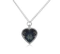 Wolf Moonlight Flowers Plants Ashes Necklace Dog Pet Urn Necklace Heart Cremation Jewelry with Fill Kit