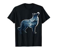 Wolf Moonlit Mountain Forest Exposure Art T-Shirt
