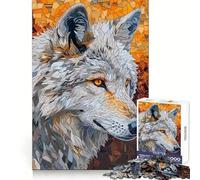 Wolf Mosaic Jigsaw Puzzle for Adults 1000 Pieces Thought Training Calm Recreation Uniform Cut Festive Present (38x26cm)