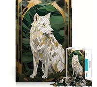 Wolf Mosaic Kentsugi Art 1000 Piece Jigsaws for Adults Brain Training Fun Clean Cut Sturdy Components Calming Mental Break Activity (38x52cm)