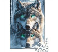 Wolf Mother And Cub Adult 1000-Piece Jigsaw Puzzle, 38x26cm/1000pcs; Clean White Cardboard for Sorting; for Quiet Downtime Without A Screen