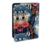 Wolf Motifs Colorful Draw Print Passport Holder Cover Wallet Passport Cover, Passport Wallet Case for Cards and Documents