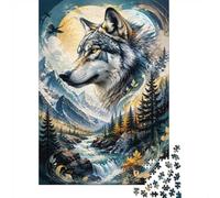 Wolf Mountain Landscape 1000 Piece Jigsaw Puzzle for Adults | 70x50cm Striking wolf and mountain scene offers a rewarding challenge and a captivating escape from screens