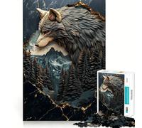 Wolf Mountain Landscape Jigsaw Puzzle1000 Pieces Brain Boosting Play Zero Gap Cozy Indoor Entertainment for All (38x52cm)