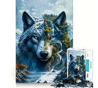 Wolf Mountain Landscape Jigsaw Puzzle1000 Pieces Brain Boosting Play Zero Gap Cozy Indoor Entertainment for All (38x26cm)