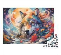 Wolf Mountain Leaf 1000pcs Mini Puzzle For Adults Challenging | 38x26cm Cardboard Living Room Decor Durable Structure Friend Gift Brain Training