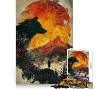 Wolf Mountain Sunset 1000 Pieces Jigsaw Puzzles for Teenagers Think Training Mindful Escape Defined Edges Seasonal Gift (50x75cm)
