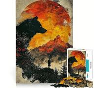 Wolf Mountain Sunset Jigsaw Puzzle 1000 Piece Mental Fun Game No Gap Tight Fitting Design for Family Gatherings (50x75cm)