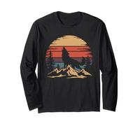 Wolf Mountain T-Shirt - Retro Wildlife Howling Wolf Nature Long Sleeve T-Shirt