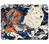 Wolf Mouse Mat 420x350x3mm Japanese Style Mouse Pad, Thick Non-Slip Rubber Base Desk Mat and Stitched Edge, Optimised for Gaming Sensors Mousepad Office Accessorie for Home Learning Laptop PC,Model710