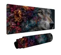 Wolf Mouse Mat 48x24in, Gaming Mouse Pad Flower, Desk Mat with Non-Slip Rubber Base, Gaming Accessories, Mousepad with Stitched Edge, Office Accessories Keyboard Mousepad, for Office Laptop O-6326