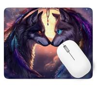 Wolf Mouse Mat, Small Mouse Pad Dreamcatcher Waterproof Gaming Mousepad, Mini Desk Mat 60 x 40 cm with Anti-Slip Base, Stitched Edges Mousepad, Keyboard, Mousemats Desk, Gifts for Women p1j-111