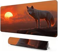 Wolf Mouse Mat XXL 900 x 400 x 3mm Gaming Mouse Pad Animal Desk Accessories, Extra Large Size Improve Mobility Accuracy and Speed, Desk Mat with Non Slip Base and Stitched Edge for Gaming DZ-531