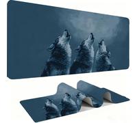 Wolf Mouse Pad 1000x500mm, Gaming Accessories Mouse Mat - Mousepad with Non-Slip Base and Stitched Edge Compatible with Laser and Optical Mice Table Pad for Gaming Office Work Gifts Men, Moon j0zj-545
