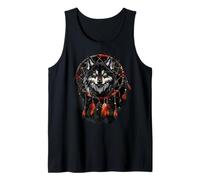 Wolf Native American Feather Headdress Dreamcatcher Tank Top