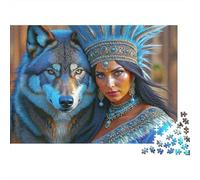 Wolf Native Headdress 1000 Piece Jigsaw Puzzle Jigsaw Puzzle for Adults Paper Relaxation Gift Home Decor 70x50cm/1000pcs