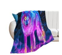 Wolf Neon Colors Glowing280GSM Throws Blanket 50"x70"