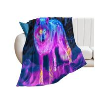 Wolf Neon Colors Glowing280GSM Throws Blanket 70"x80"