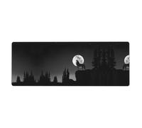 Wolf Night Moon Computer Desk Pad, Non-Slip Surface Mat for Enhanced Gaming Performance and Office Productivity