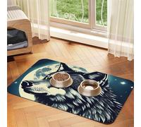 Wolf Night Moon Pet Feeding Mat Bowl Mat Dog Mat Suitable For Dogs Cats Specific Pads Feeder