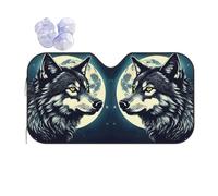 Wolf Night Moon Sun Shade - Folding Car Front Window Sunshade for Cars SUV Trucks,Max UV Blocking and Keep The Vehicle Cool