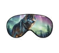 Wolf Northern Light Moon Cute Sleep Mask for Women Men Light Blocking Eye Shade Cover with Adjustable Elastic Strap