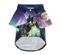 Wolf Northern Light Moon Fashion Pet T-Shirt Breathable Classic Short Sleeveless Cats Dog Clothes Outfit Summer