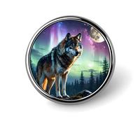 Wolf Northern Light Moon Round Brooches Colorful Fashion Button Pins Badge for Backpacks Shirts Scarf