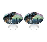 Wolf Northern Light Moon Round Cabinet Knobs Set of 2 Stainless Steel Kitchen Cupboard Door Handles 28mm Diameter
