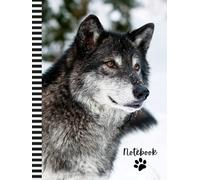 Wolf Notebook: Large Hardcover 8.5x11 Composition Journal / 100 Sheets / College Ruled Diary - Blank Numbered Pages / Animal in Snow Forest Photo ... Taking Gift For Home-School - Work - Writing